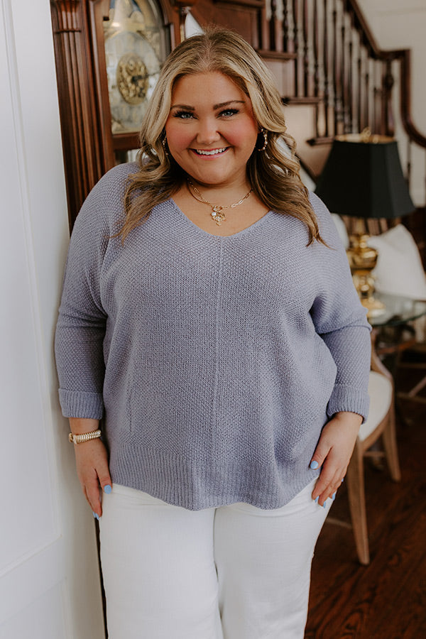 Morning Dew Knit Sweater Top in Periwinkle Curves