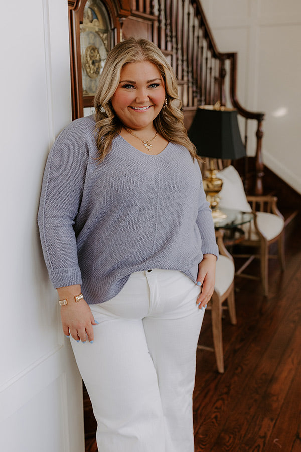 Morning Dew Knit Sweater Top in Periwinkle Curves