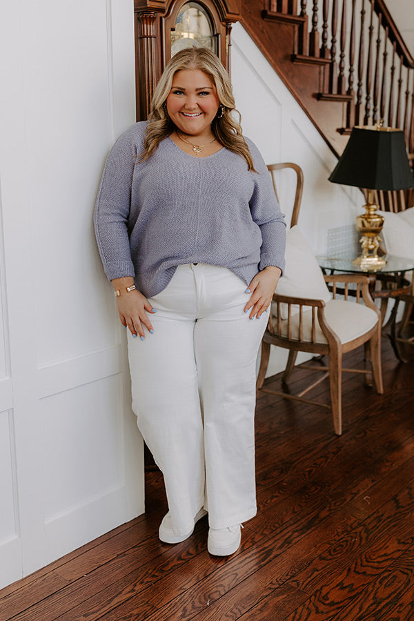 Morning Dew Knit Sweater Top in Periwinkle Curves