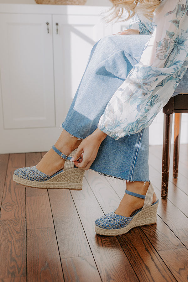 The Carlie Woven Wedge in Airy Blue