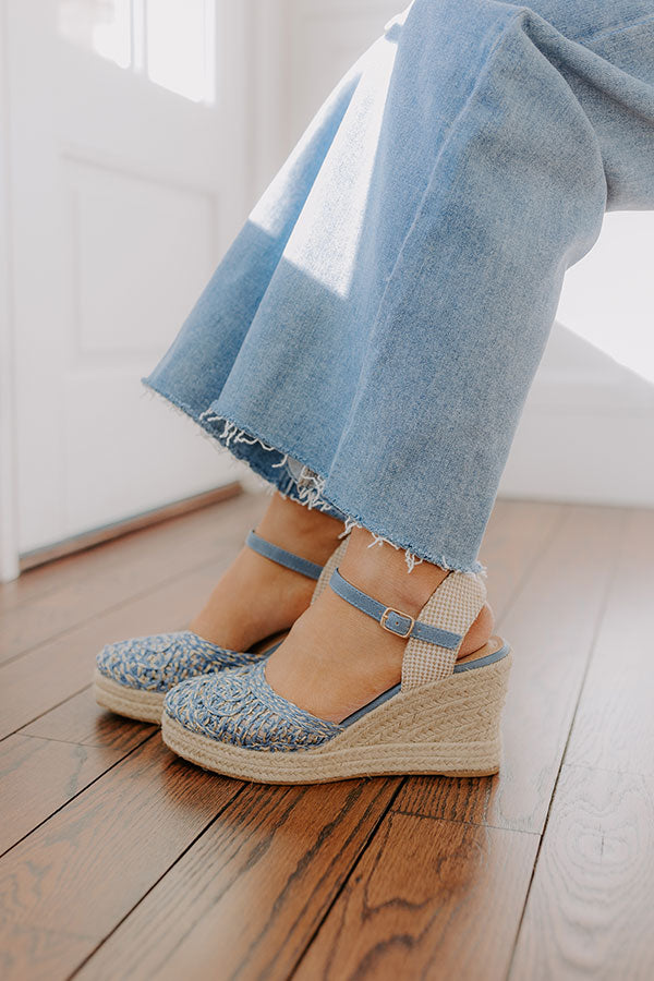 The Carlie Woven Wedge in Airy Blue