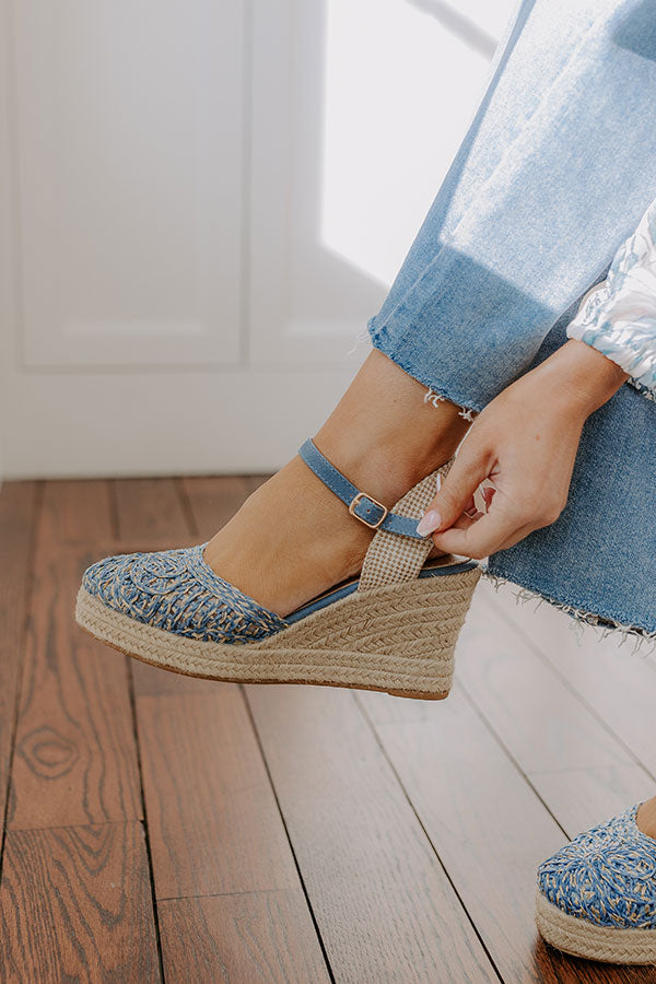 The Carlie Woven Wedge in Airy Blue