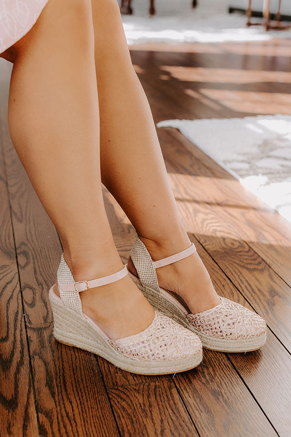 The Carlie Woven Wedge in Light Pink