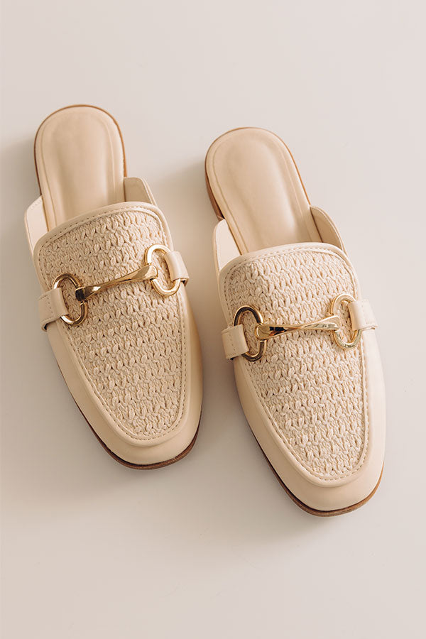 The Hannah Faux Leather Mule Loafer in Cream