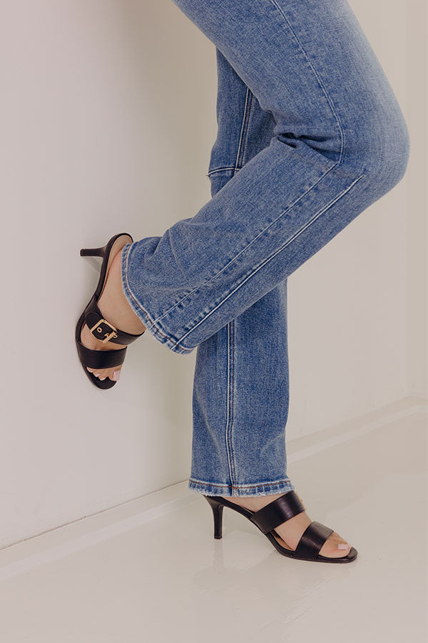 The Rachel Faux Leather Heel in Black