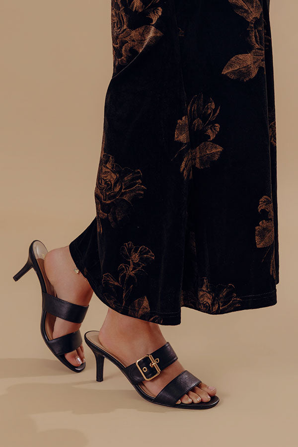 The Rachel Faux Leather Heel in Black
