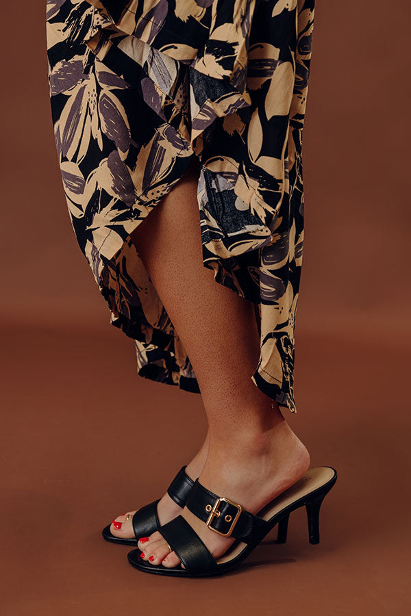 The Rachel Faux Leather Heel in Black