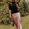The Tiffany High Waist Satin Midi Skirt in Pink Image - 1
