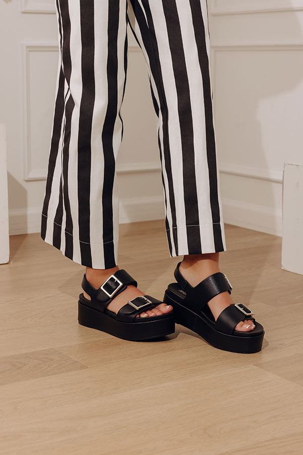 The Naomi Faux Leather Platform Sandal in Black Image - 1