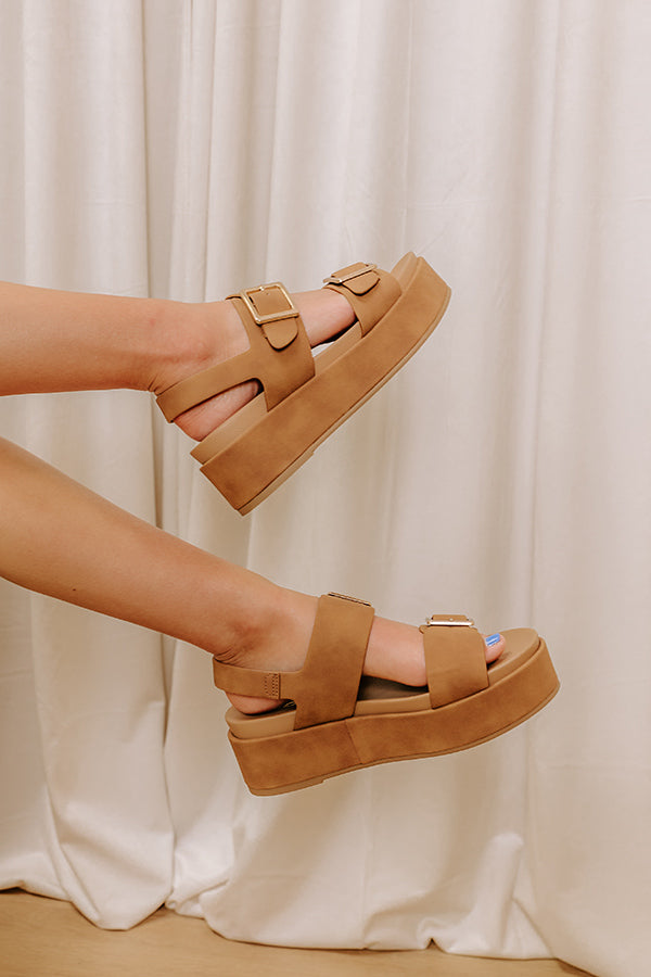 The Naomi Faux Leather Platform Sandal in Brown