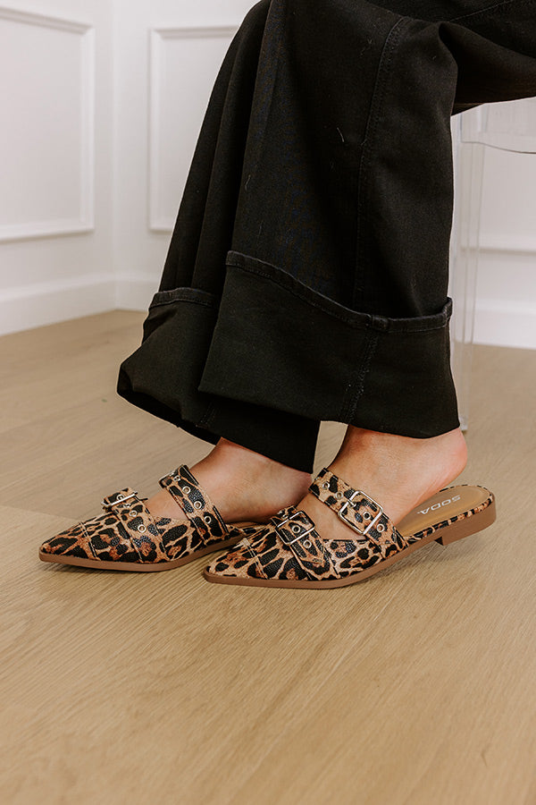 The Adaline Faux Leather Flats in Leopard