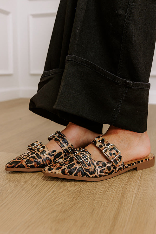 The Adaline Faux Leather Flats in Leopard