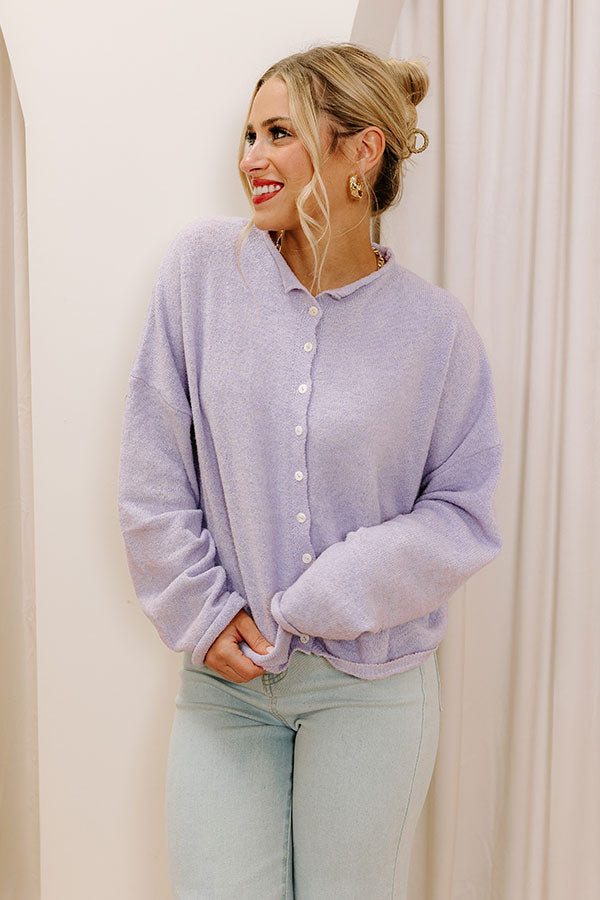 Coffee Shop Cutie Knit Cardigan in Lavender