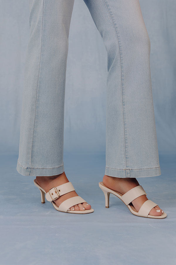 The Rachel Faux Leather Heel in Ivory