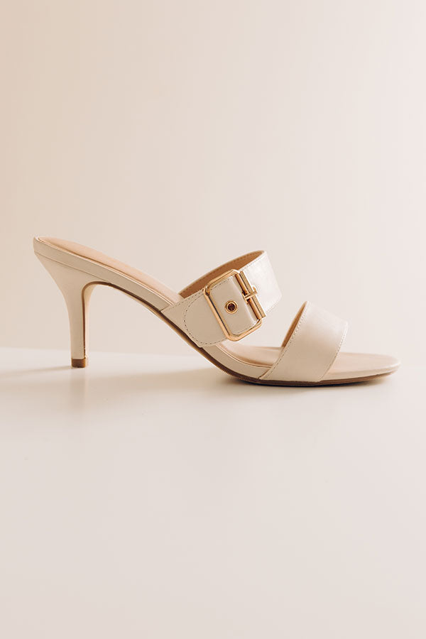 The Rachel Faux Leather Heel in Ivory