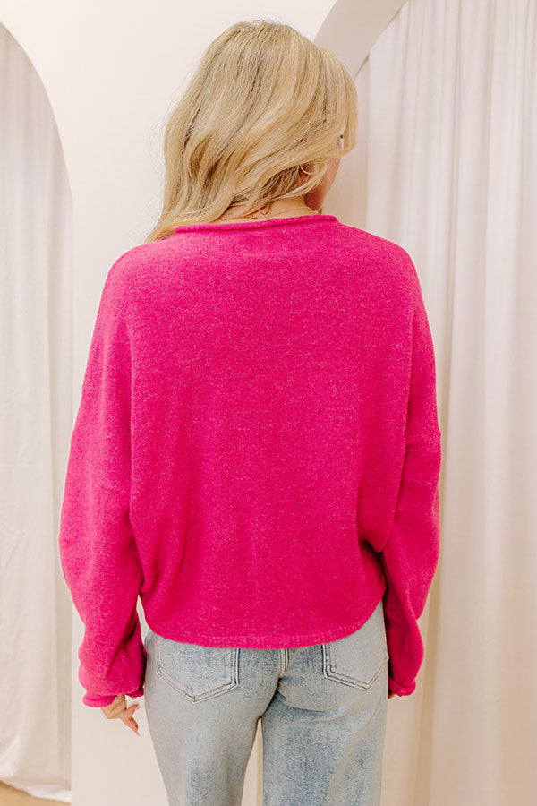 Coffee Shop Cutie Knit Cardigan in Hot Pink