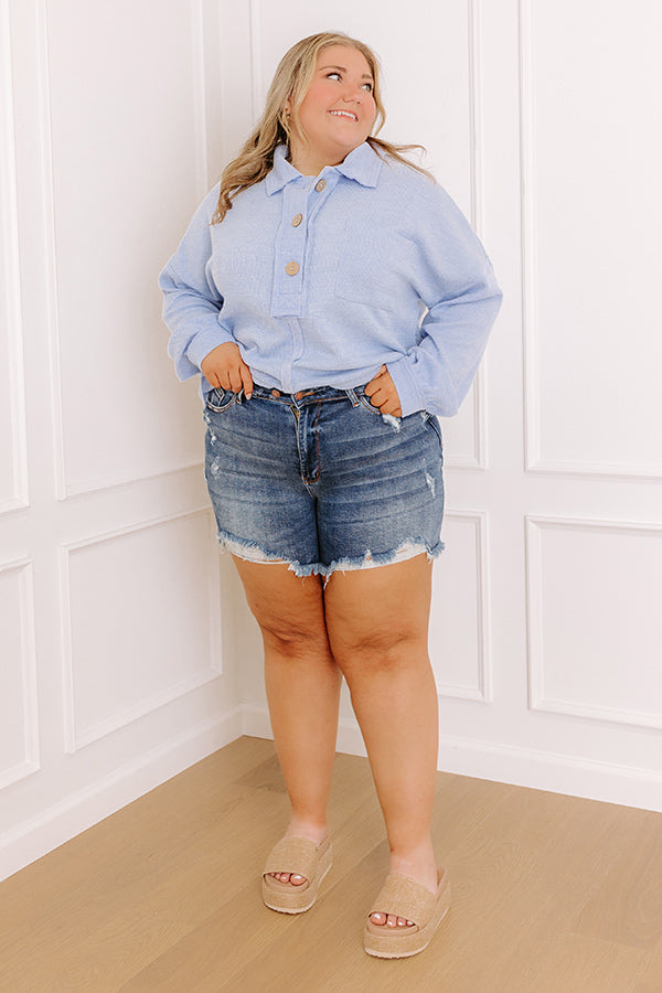 JUDY BLUE Oakley Midrise Distressed Shorts Curves