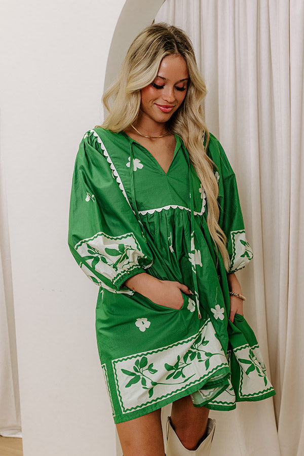 Picture Perfect Floral Mini Dress in Kelly Green M / kelly-green Picture Perfect Floral Mini Dress in Kelly Green M / kelly-green