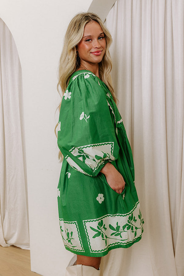Picture Perfect Floral Mini Dress in Kelly Green M / kelly-green Picture Perfect Floral Mini Dress in Kelly Green M / kelly-green