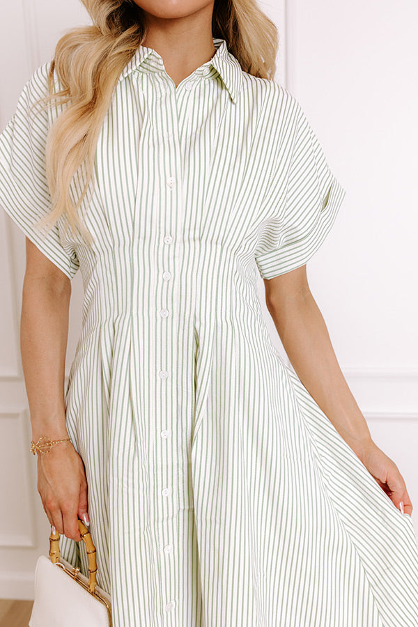 Sunlit Stroll Stripe Maxi Dress in Sage