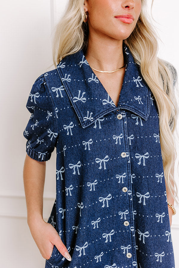 Charming Moment Denim Mini Dress in Dark Wash