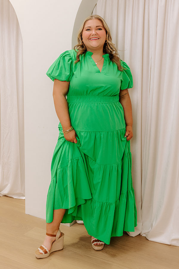 Simply Sweet Maxi Dress in Kelly Green Curves