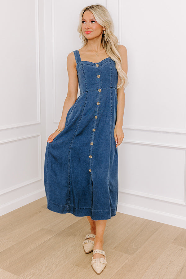 Caught Your Glance Chambray Midi Dress