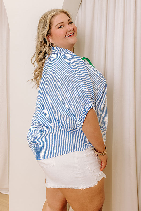 Country Club Gathering Stripe Top Curves