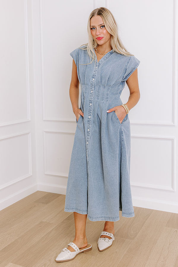 San Fran Bistro Denim Midi Dress