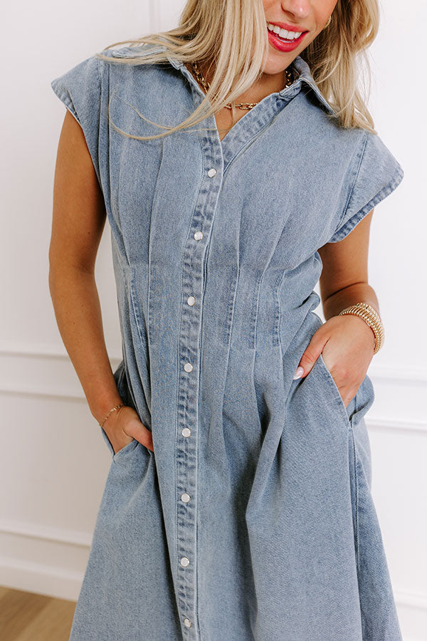 San Fran Bistro Denim Midi Dress