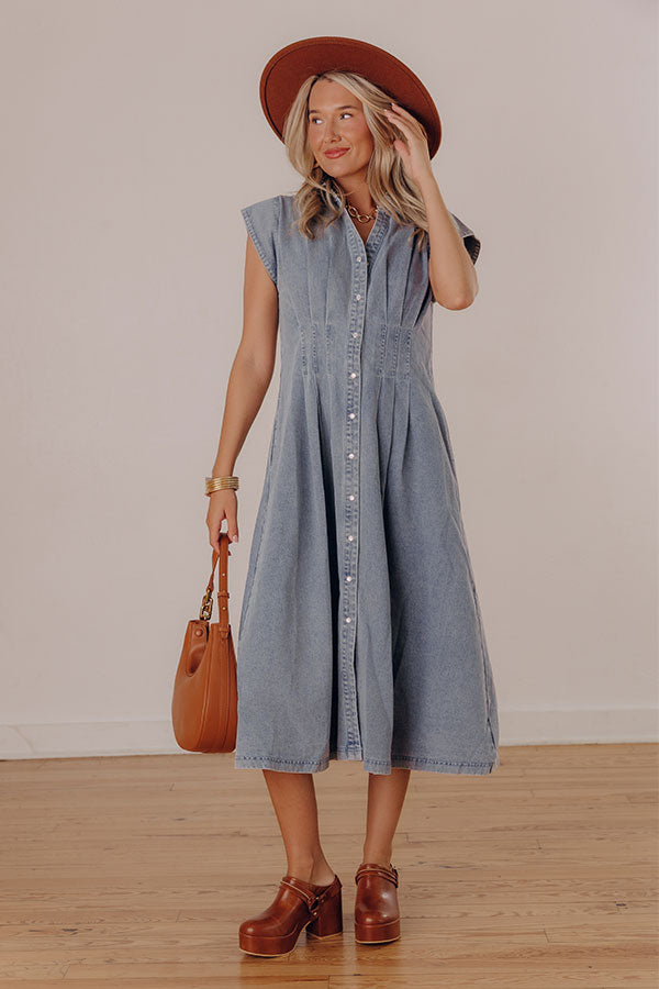 San Fran Bistro Denim Midi Dress Image - 2