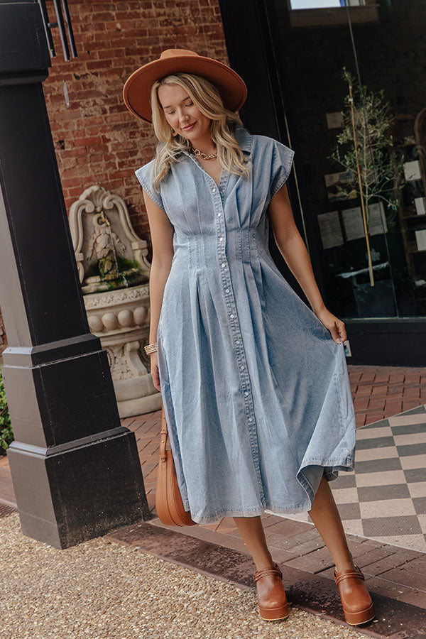 San Fran Bistro Denim Midi Dress Image - 1