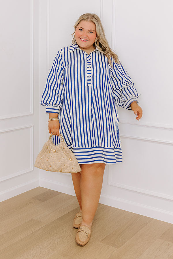 Charleston Charm Stripe Mini Dress in Sapphire Curves