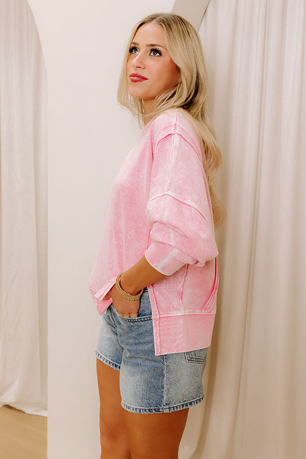 Cool Breeze Vintage Wash Sweatshirt in Pink