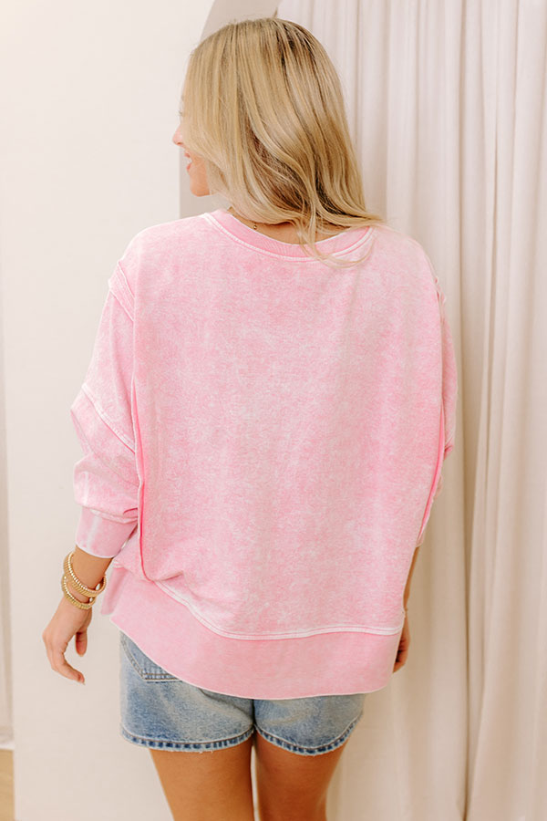 Cool Breeze Vintage Wash Sweatshirt in Pink