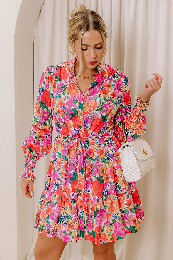 Blooming Personality Button Down Mini Dress