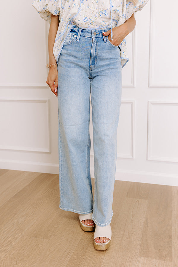 JUST USA Carley High Waist Wide Leg Jean in Light Wash