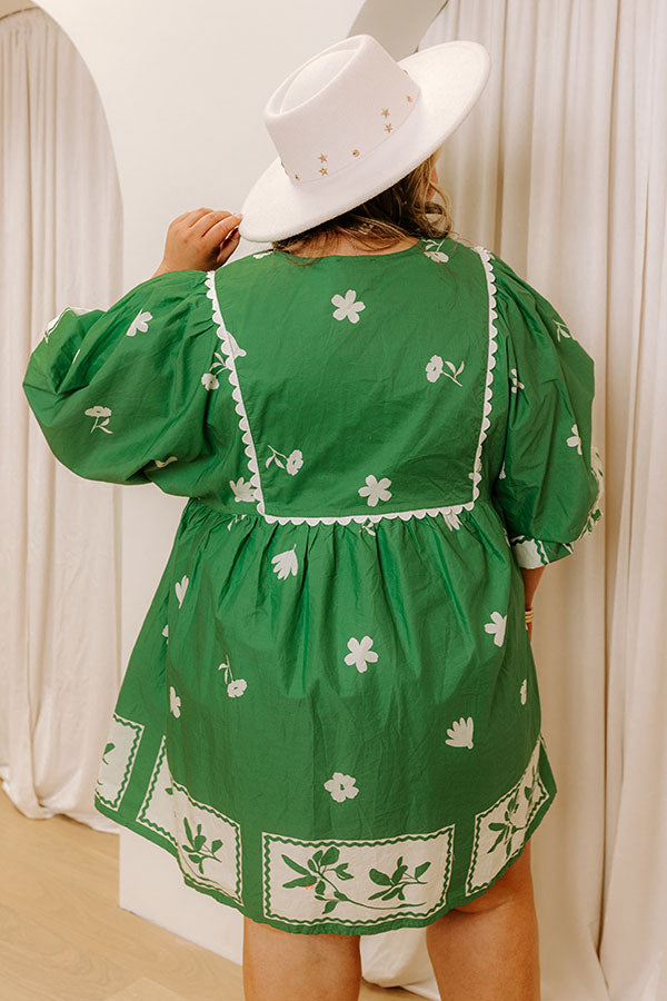 Picture Perfect Floral Mini Dress in Kelly Green Curves