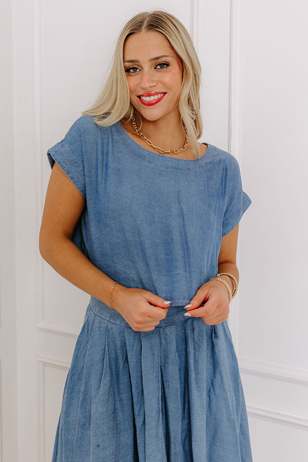 Farmers Market Stroll Chambray Crop Top