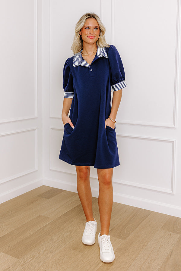 Yacht Club Livin' Mini Dress in Navy