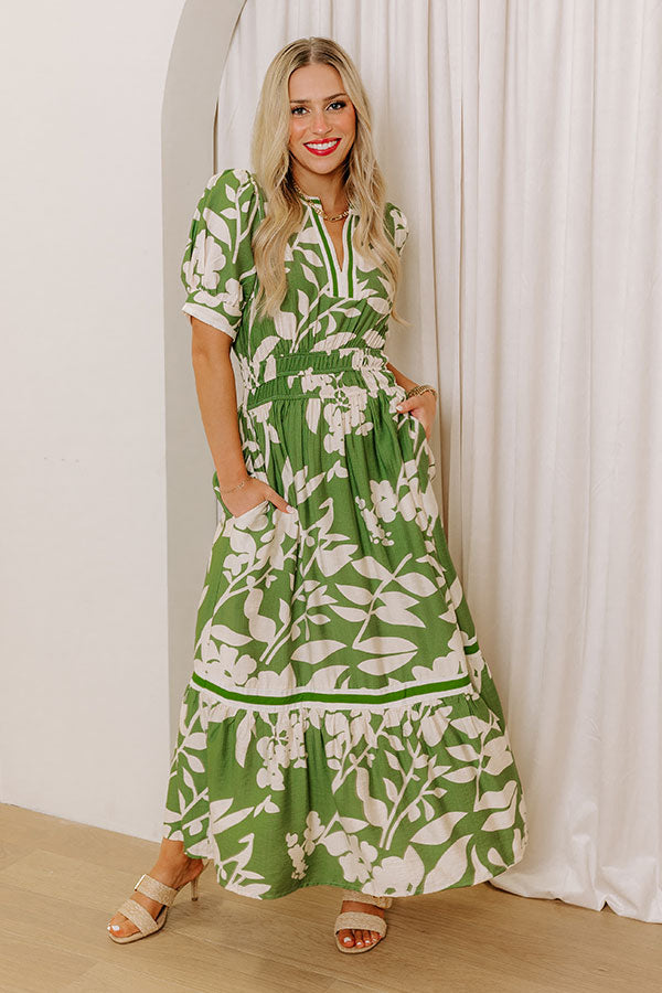 Whimsical Days Floral Midi Dress in Green