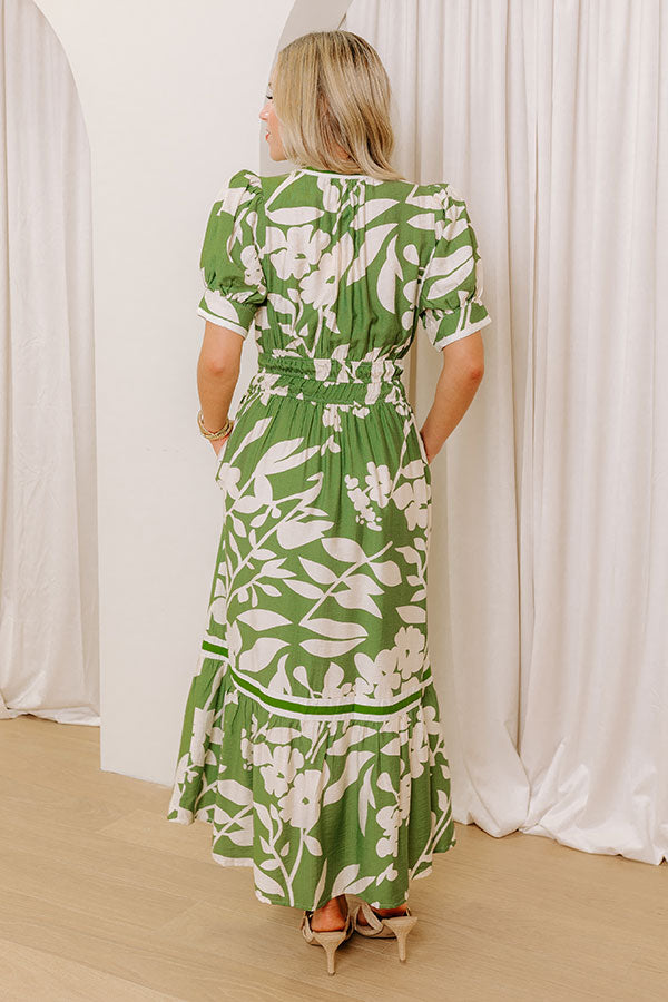 Whimsical Days Floral Midi Dress in Green