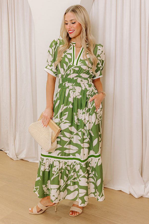 dreamers midi dress green floral Dreamy is an understatement when it comes to our Dreamers Midi Dress, the perfect event midi that was made for making a statement | #billyjboutique | Billy J