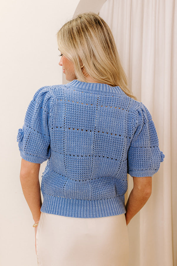 Smiles and Sunshine Knit Top in Sky Blue