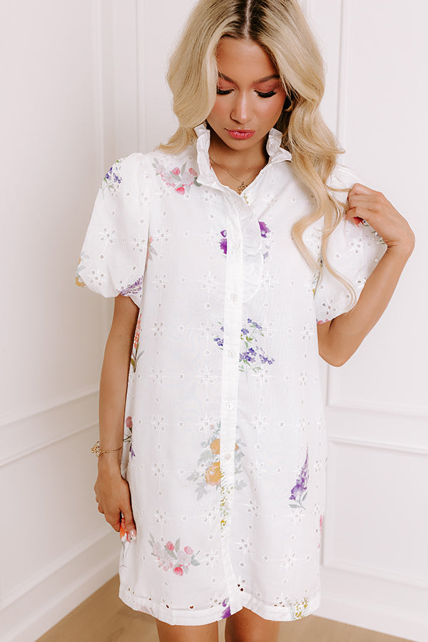 Brunch Date Floral Eyelet Mini Dress