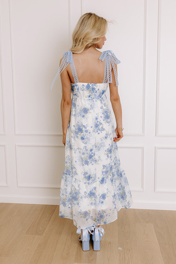 Countryside Estates Floral Maxi Dress in Sky Blue