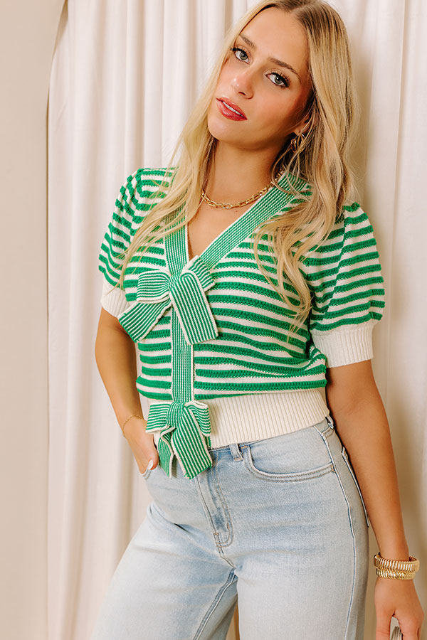 Sweetest Smile Stripe Knit Top in Green