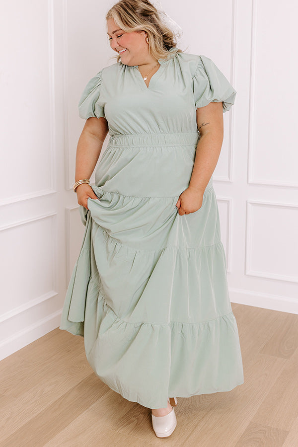 Simply Sweet Maxi Dress in Sage Curves