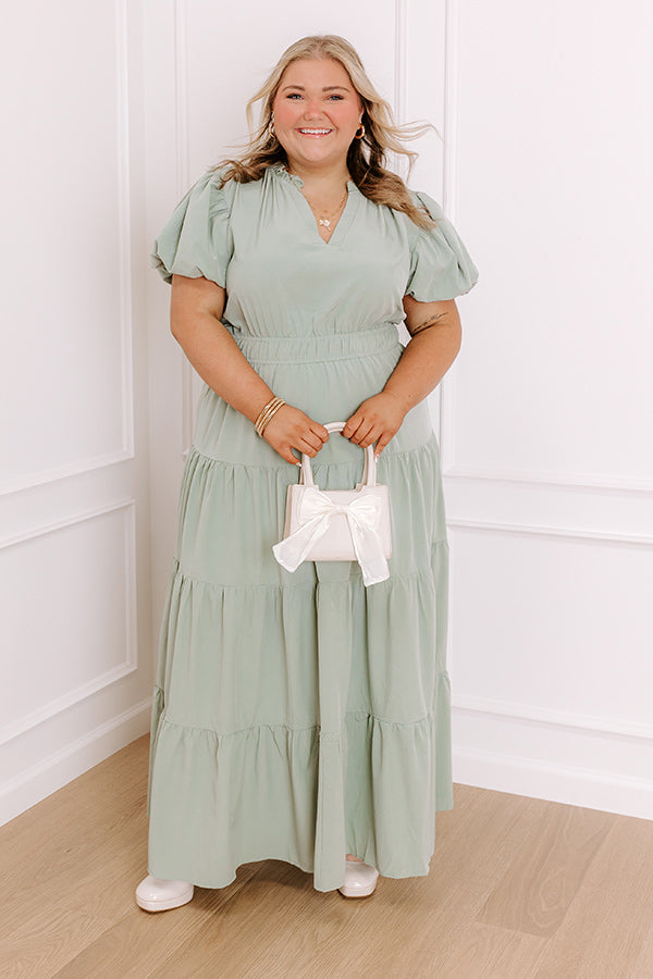 Simply Sweet Maxi Dress in Sage Curves