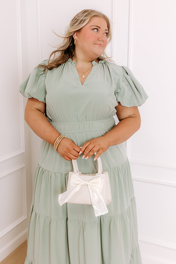 Simply Sweet Maxi Dress in Sage Curves